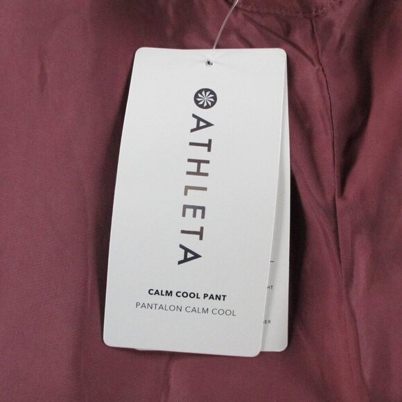 NWT Athleta Calm Cool Pants Med Tawny Rose Sleep Satin Silk Loungewear Wide Leg - Picture 10 of 14